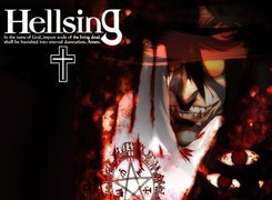 Hellsing, oczy, ręka, krzyż