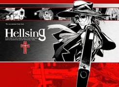 Hellsing, krzyż, pistolet, postać