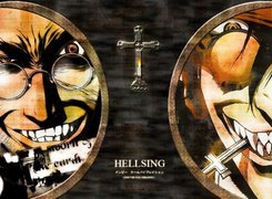 Hellsing, krzyż, twarze