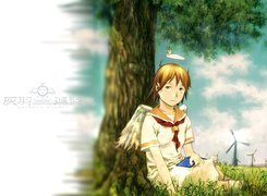 Haibane Renmei, drzewo, angel, wiatraki