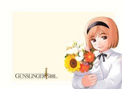 Gunslinger Girl, bukiet, kwiaty, dziewczyna