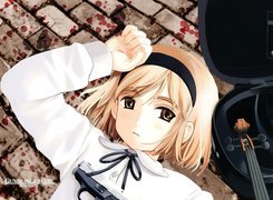 Gunslinger Girl, dziewczyna, skrzypce, broń, krew