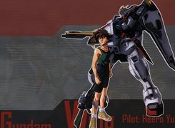 Gundam Wing, robot, człowiek, karabin