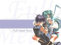 Full Metal Panic, facet, kobieta, pistolet, tasak