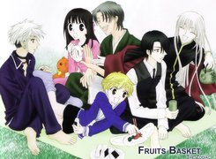 Fruits Basket, ludzie, koc, piknik