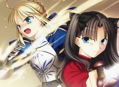 Fate Stay Night, dziewczyny, twarze, gniew, oczy