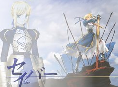 Fate Stay Night, Saber, miecz, kobieta, postać