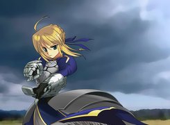 Fate Stay Night, dziewczyna, suknie, zbroja