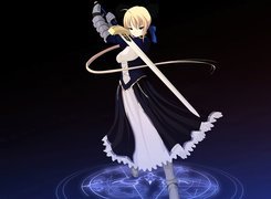 Fate Stay Night, kobieta, miecz, pentagram