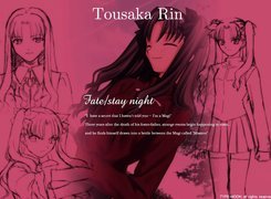 Fate Stay Night, tousaka, rin, dziewczyna, kobiety, szkic, napisy