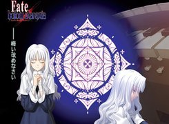 Fate Stay Night, dziewczyny, pianino, napisy, logo, symbol