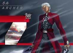 Fate Stay Night, maczeta, sztylety, facet, postać, płaszcz