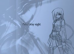 Fate Stay Night, dziewczyna, szkic, warkocz, mini, spódnica