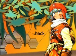 Dot Hack, liście, chłopak, czapka, zbroja