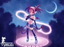 Disgaea, dziewczyna, ogon, gwiazdy, księżyc