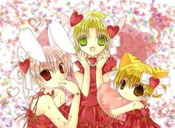 Digi Charat, serce, kokarda, dziewczyny, sukienka