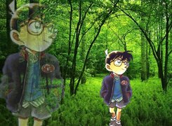 Detective Conan, postać, las, okulary