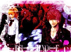 Death Note, ruda, krzyż, chłopak, dziewczyna, czaszka