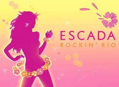 Escada, dziewczyna, rysunek, kwiaty, rockin