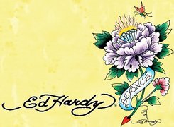 Ed Hardy, rysunek, kwiat, motyl, beyonce