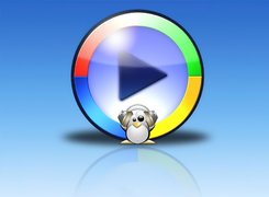 Windows Media Player, play, pingwin, słuchawki