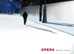 Opera, mężczyzna, zima, śnieg, cień
