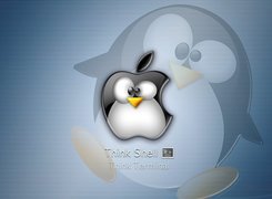 pingwin, jabłko, grafika, Linux