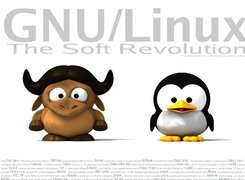 Linux, pingwin, grafika, bawół