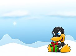 pingwin, prezent, Linux, grafika