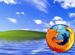 łąka, woda, chmury, niebo, lis, ziemia, FireFox