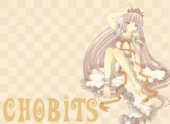 Chobits, napis, kobieta, korona