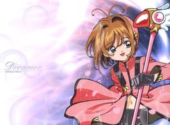 Cardcaptor Sakura, kobieta, napisy, laska, kij, twarz