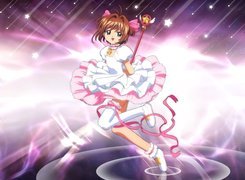 dziewczyna, wtstęgi, Cardcaptor Sakura, kij