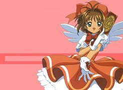 Cardcaptor Sakura, kobieta, karta, sukienka, skrzydła