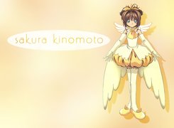 Cardcaptor Sakura, sukienka, kobieta, skrzydła, napis