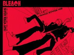 Bleach, postacie, plakat, napisy, rysunek
