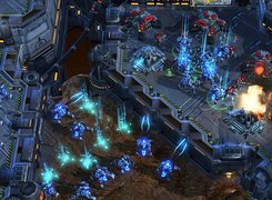 Starcraft 2, miasto, roboty, laser