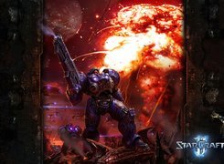 postać, robot, wybuch, Starcraft 2