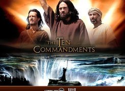 The Ten Commandments, wodospad, mężczyźni, broda, napis