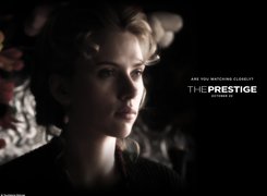 The Prestige, Scarlett Johansson, twarz, loki, napis