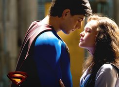 Superman Returns, Brandon Routh, Kate Bosworth, logo, zbliżenie