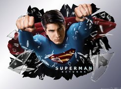 Superman Returns, Brandon Routh, szkło, pięści