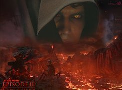 Star Wars, twarz, żółte, oczy, wulkan