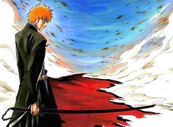 Bleach, facet, chmury, miecz