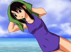Azumanga Daioh, dziewczyna, ręcznik, woda