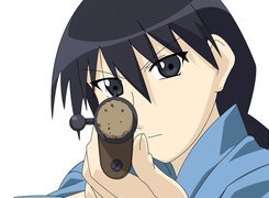 Azumanga Daioh, twarz, postać, pistolet