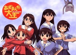 Azumanga Daioh, dziewczyny, mundury, napisy, kot