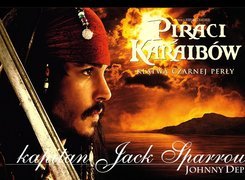 Piraci Z Karaibów, Johnny Depp, szabla, chmury, zachód