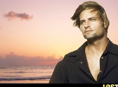 Serial, Lost, Zagubieni, Josh Holloway, woda, zachód, słońca