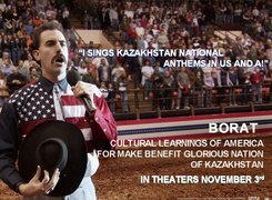 Borat, Sacha Baron Cohen, śpiewa, rodeo, widownia